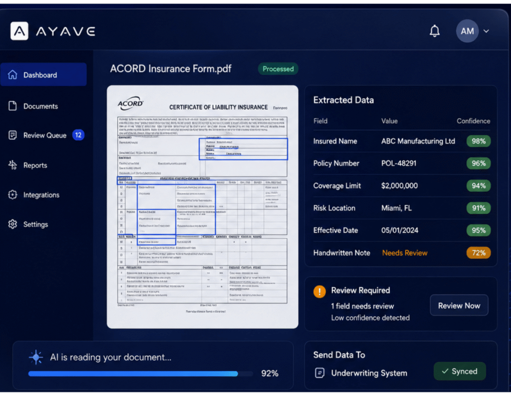 Insurance Document Processing Dashboard