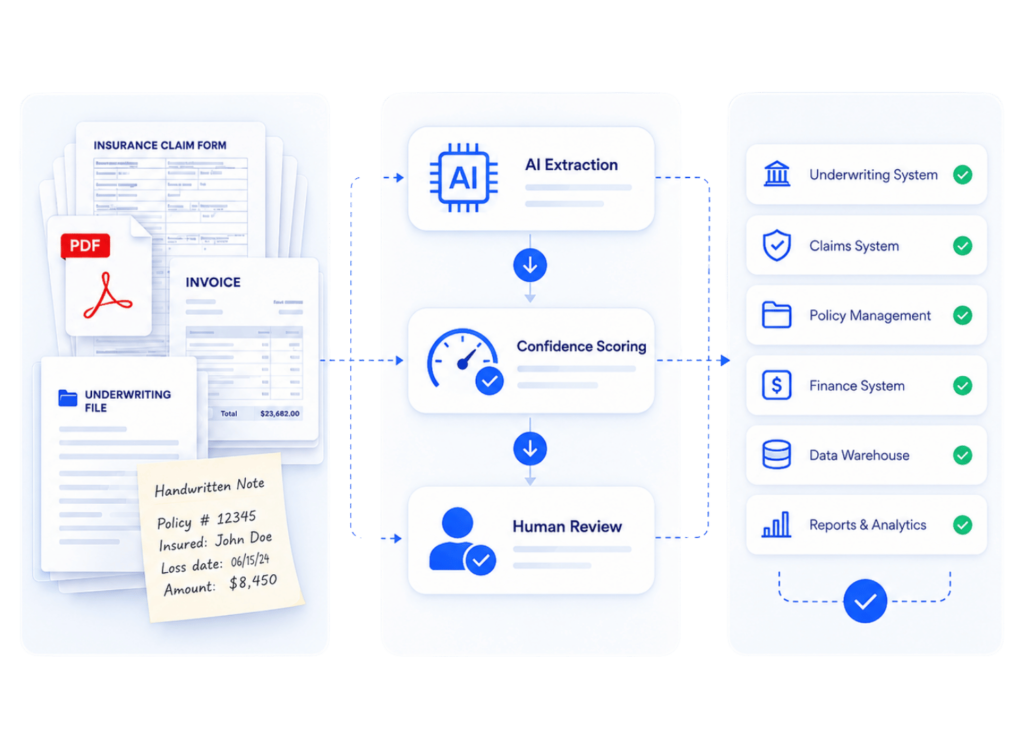 AYAVE.AI built for document-heavy workflows with AI extraction, confidence scoring, human review, and system integration