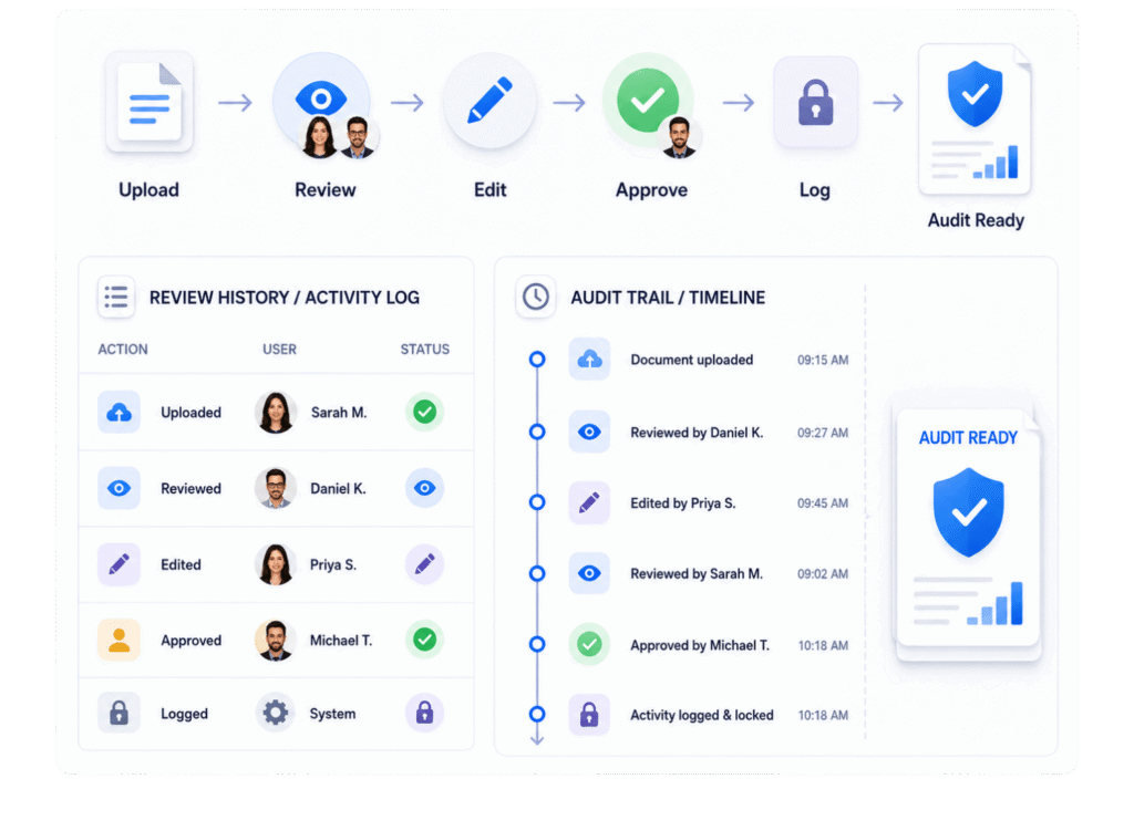 Document audit trail and review history workflow